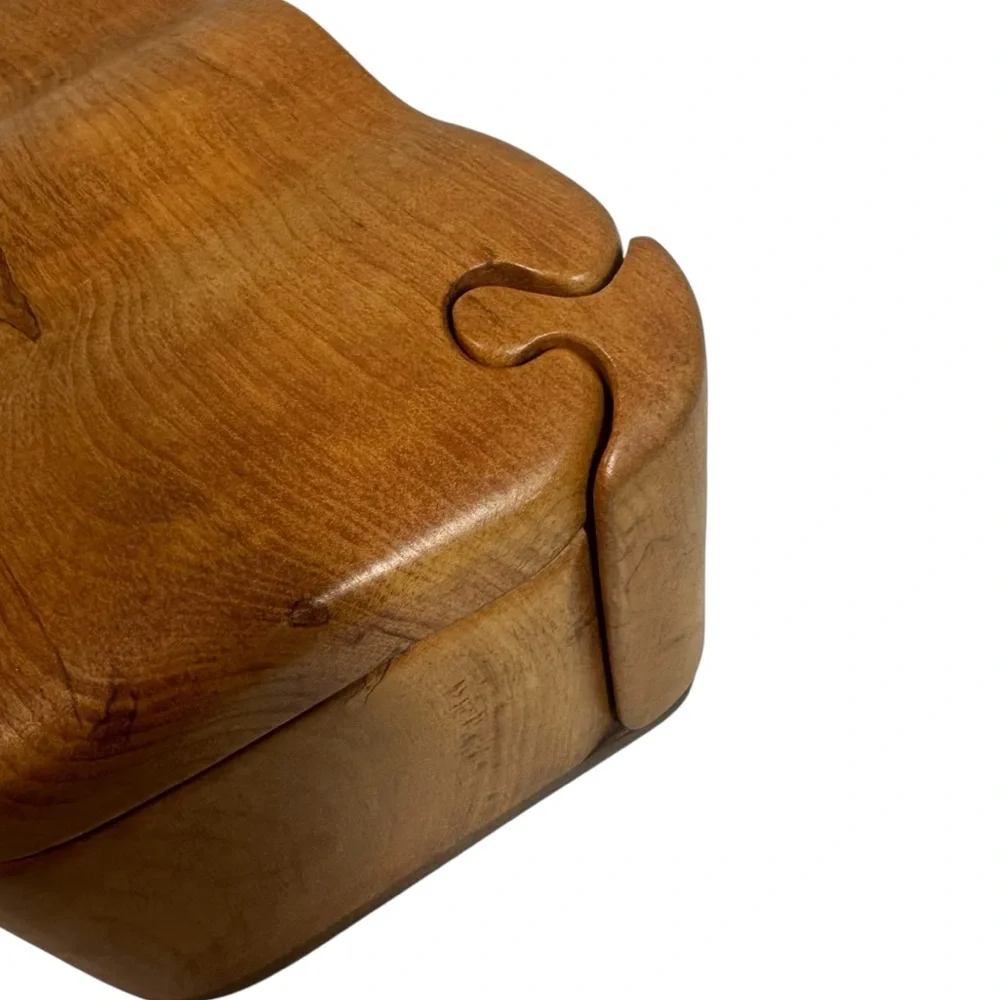 Fred Marilyn Buss Handcrafted Maple & Black Walnut Wood Puzzle Trinket Box